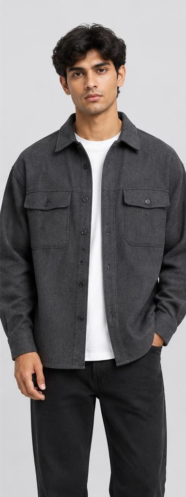 Utility Shacket in Charcoal